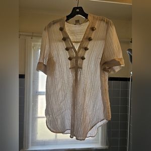 Candies womens button front cotton tailored blouse size XL